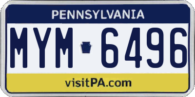 PA license plate MYM6496