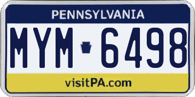 PA license plate MYM6498