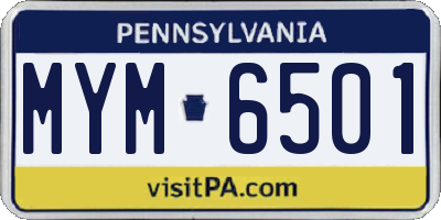 PA license plate MYM6501