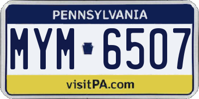 PA license plate MYM6507