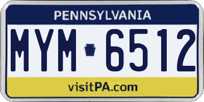 PA license plate MYM6512