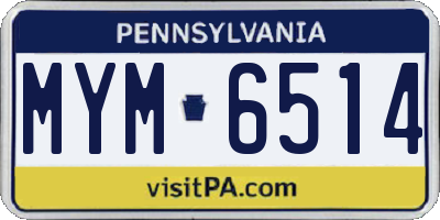PA license plate MYM6514