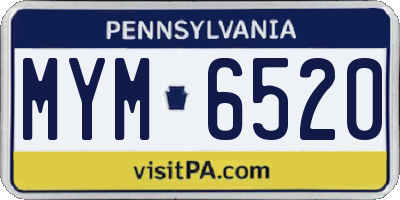 PA license plate MYM6520