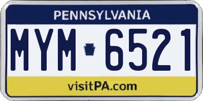 PA license plate MYM6521
