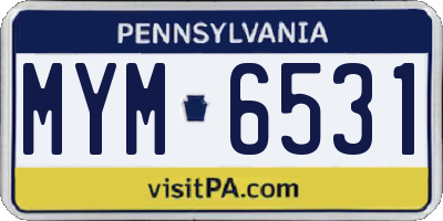 PA license plate MYM6531