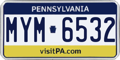 PA license plate MYM6532