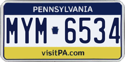 PA license plate MYM6534