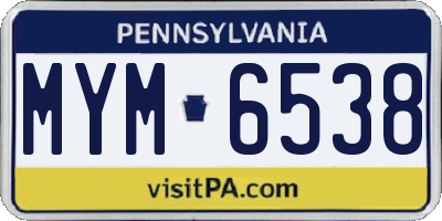 PA license plate MYM6538