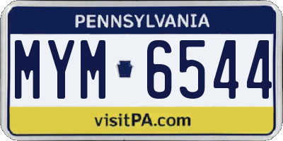 PA license plate MYM6544