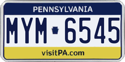PA license plate MYM6545