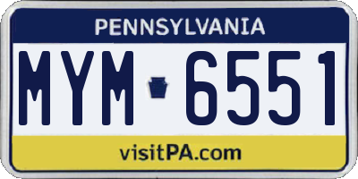 PA license plate MYM6551