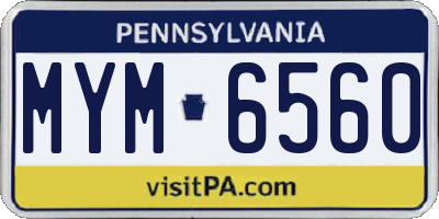 PA license plate MYM6560
