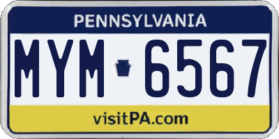 PA license plate MYM6567