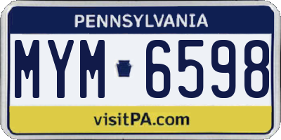 PA license plate MYM6598