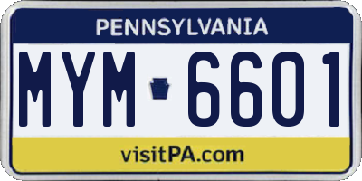PA license plate MYM6601