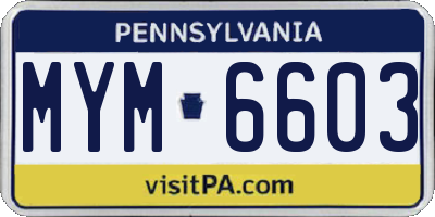 PA license plate MYM6603