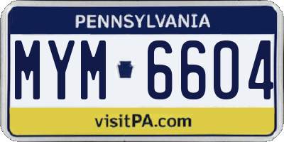 PA license plate MYM6604