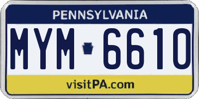 PA license plate MYM6610