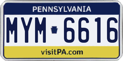 PA license plate MYM6616