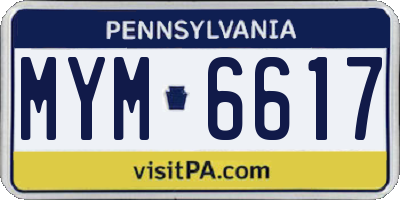 PA license plate MYM6617