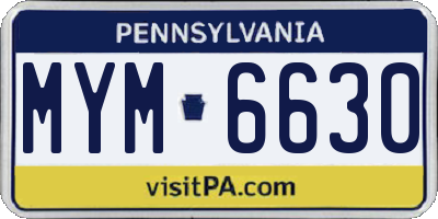 PA license plate MYM6630