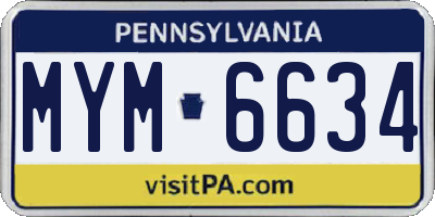 PA license plate MYM6634