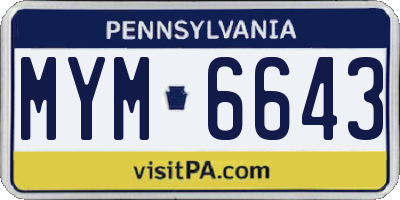 PA license plate MYM6643