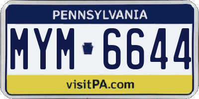 PA license plate MYM6644