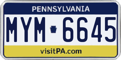 PA license plate MYM6645