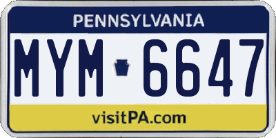 PA license plate MYM6647