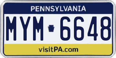 PA license plate MYM6648