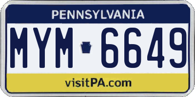PA license plate MYM6649