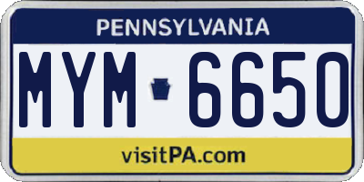 PA license plate MYM6650