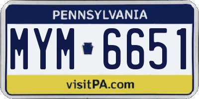 PA license plate MYM6651