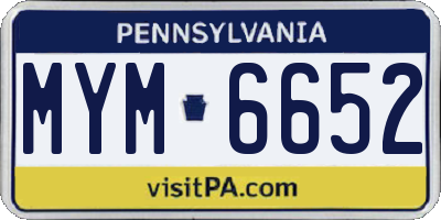 PA license plate MYM6652
