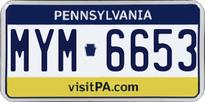 PA license plate MYM6653