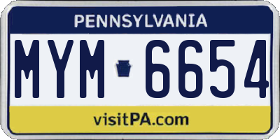 PA license plate MYM6654