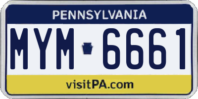 PA license plate MYM6661
