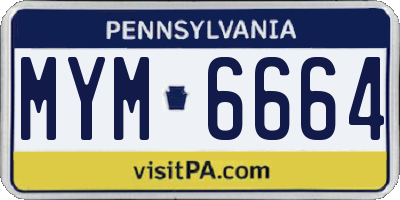 PA license plate MYM6664