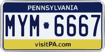 PA license plate MYM6667