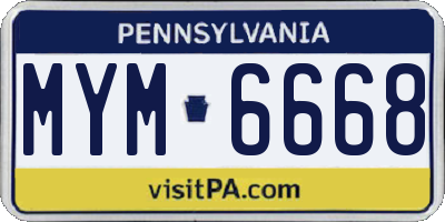PA license plate MYM6668