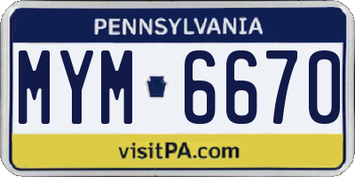 PA license plate MYM6670