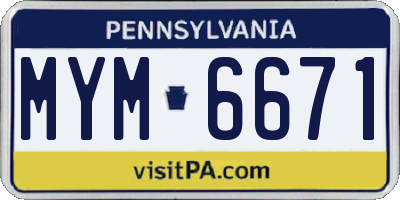 PA license plate MYM6671