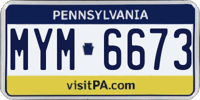 PA license plate MYM6673