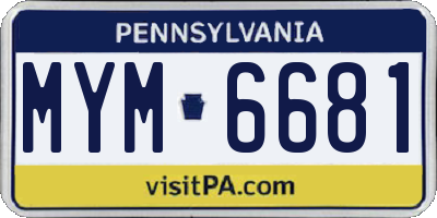 PA license plate MYM6681