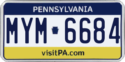 PA license plate MYM6684