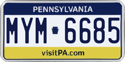 PA license plate MYM6685