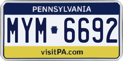PA license plate MYM6692