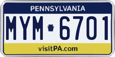 PA license plate MYM6701