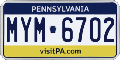 PA license plate MYM6702
